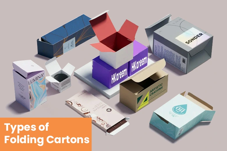 different tyoes of folding cartons like tuck end with logo